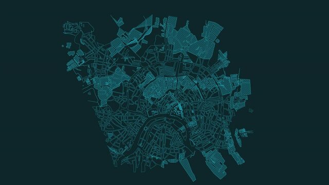 Animated HUD infographic element area map top view.
