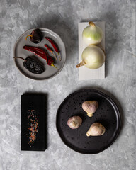 mexican sauce ingredients, salt, pepper, chili, garlic, onion