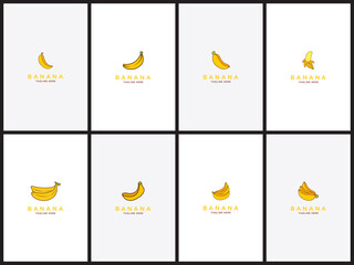 Banana logo Set template Health food design Vector