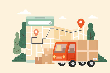 Naklejka premium Delivery service with GPS guide