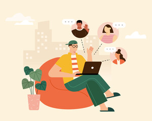 Friends chatting via video call