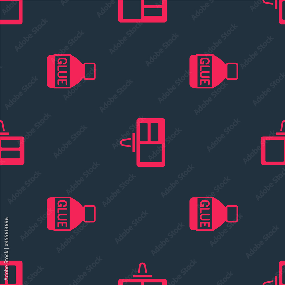 Poster set glue and identification badge on seamless pattern. vector