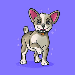 happy dog smiling illustration grunge style