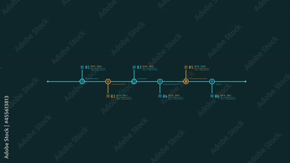 Poster animated hud infographic element horizontal timeline chart.