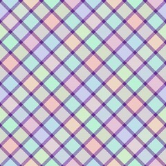 Rainbow Pastel Diagonal Plaid Tartan textured Seamless Pattern Design