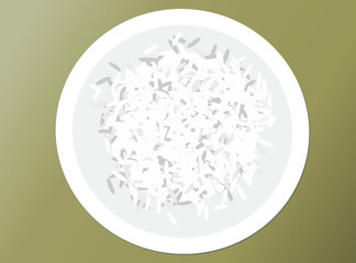 Steamed rice in a plate with brown tone background vector EPS 10 flie .