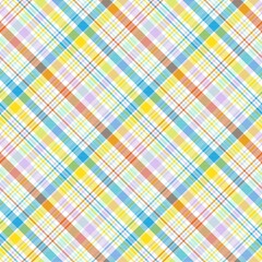 Rainbow Pastel Diagonal Plaid Tartan textured Seamless Pattern Design