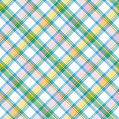 Rainbow Pastel Diagonal Plaid Tartan textured Seamless Pattern Design