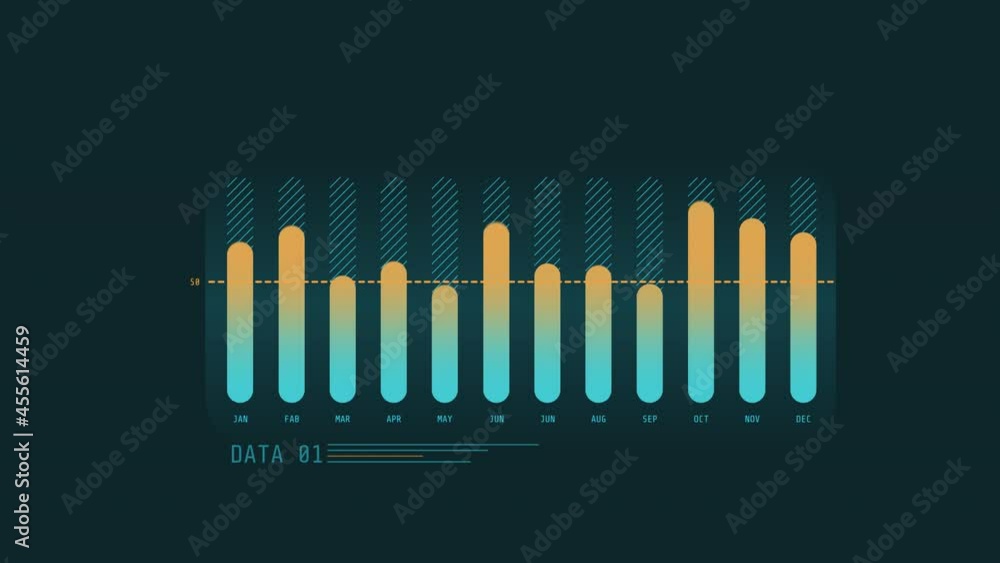 Poster animated hud infographic element month column chart.