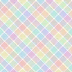 Rainbow Pastel Diagonal Plaid Tartan textured Seamless Pattern Design