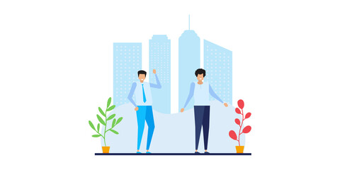 Business Development illustrations. Flat illustration scenes with men and women taking part in business activities. Trendy vector style