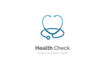 Stethoscope icon with heart shape. Health and medicine symbol.