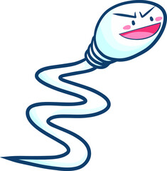 Funny enthusiastic sperm character in cartoon style