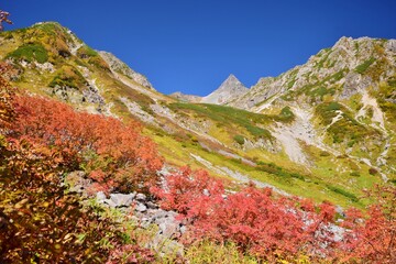 秋・紅葉の氷河公園 槍ヶ岳
