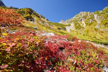 秋・紅葉の氷河公園 槍ヶ岳