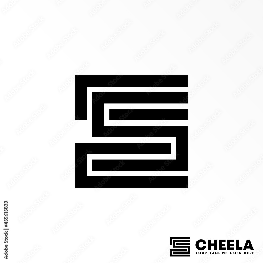Poster letter or word ccs font in line or flip square image graphic icon logo design abstract concept vecto