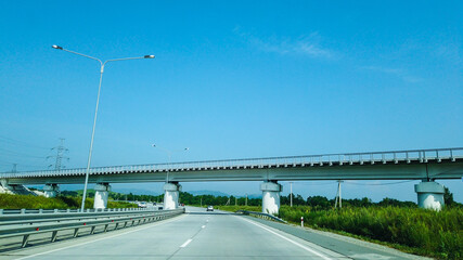 Bridge over the highway towards the airport.