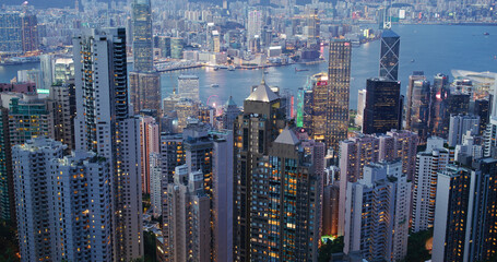 Fototapeta na wymiar Hong Kong city in the evening