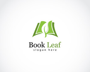 book leaf logo creative nature design concept education