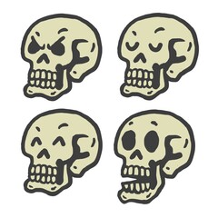 Old School Skull Tattoo Retro Classic Vector Design Illustration Set Collection Pack