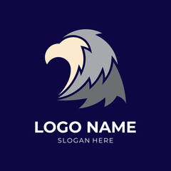 eagle logo template with flat silver color style