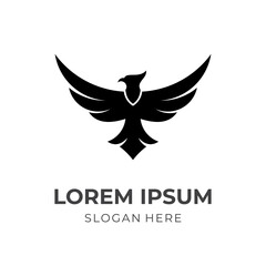 Obraz premium eagle logo concept with flat black color style