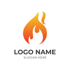fire logo concept with flat yellow and orange color style