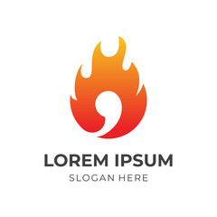 fire logo vector with flat orange color style