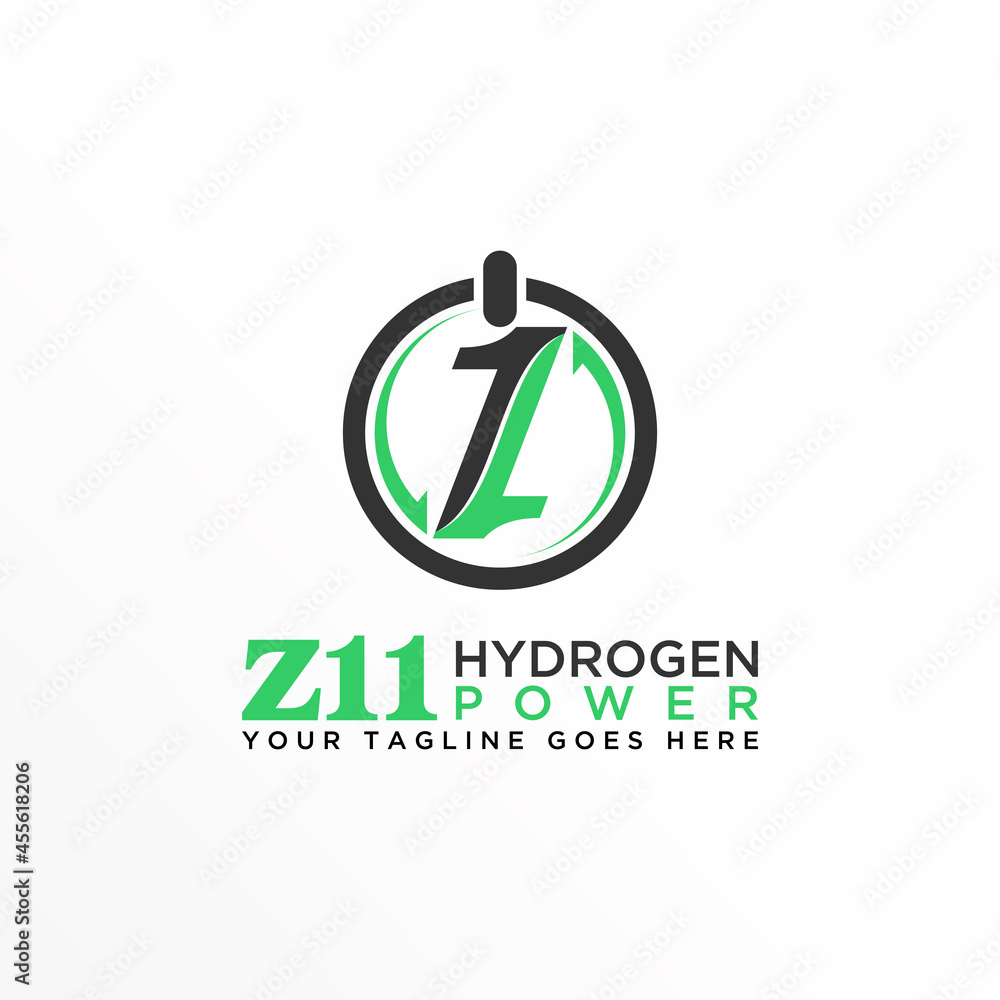 Poster letter or word z or number 1 font with recycle and power image graphic icon logo design abstract con