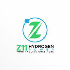 Letter or word Z or number 11 flip font with Hydrogen and Recycle image graphic icon logo design abstract concept vector stock. Can be used as a symbol related to Chemical or initial.