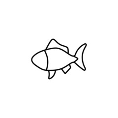 fish, seafood icon in flat black line style, isolated on white background 