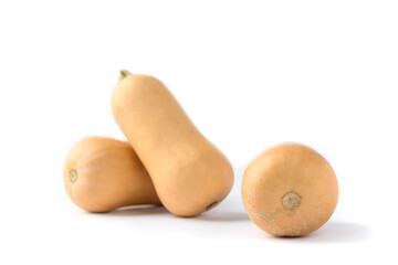 Fresh butternut squash on white background