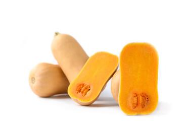 Fresh butternut squash on white background