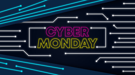 Cyber monday sale background illustration vector. Cyber monday event big sale web banner background