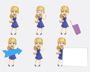 Set of girl different actions