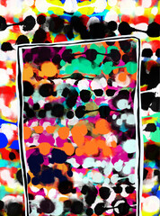 Abstract multicolor composition artistic background with creative splashes and shabby brush strokes effect.