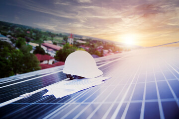 engineer working on checking equipment in solar power plantSolar panel, photovoltaic, alternative...