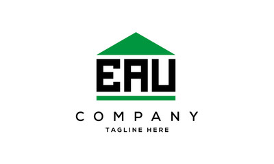 EAU three letter house for real estate logo design