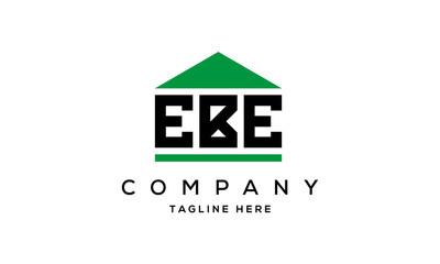 EBE three letter house for real estate logo design