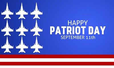 Patriot day theme flag and silhouette jet illustration. Vector illustration. Suitable for Poster, Banners, campaign and greeting card. 