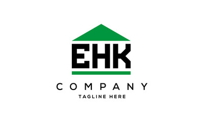 EHK three letter house for real estate logo design