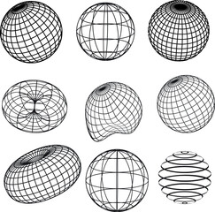 Globe Brutalism Shape Vector, Use for shirt	
