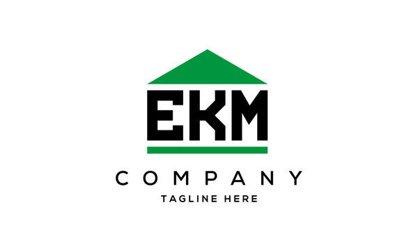 EKM three letter house for real estate logo design
