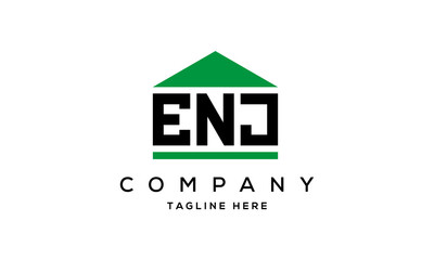 ENJ three letter house for real estate logo design
