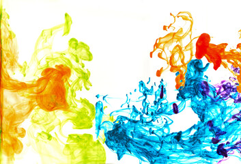 Motion ink Color drop in water make Cloud of ink under water