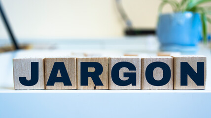 jargon on toy cubes on a light background