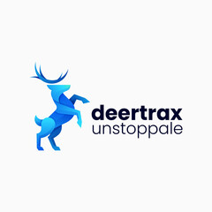 Vector Logo Illustration Deer Gradient Colorful Style.