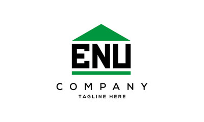 ENU three letter house for real estate logo design