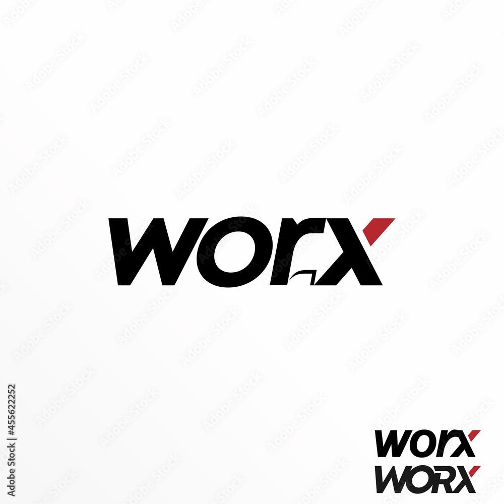 Poster letter or writing worx sans serif font with arrow image graphic icon logo design abstract concept ve