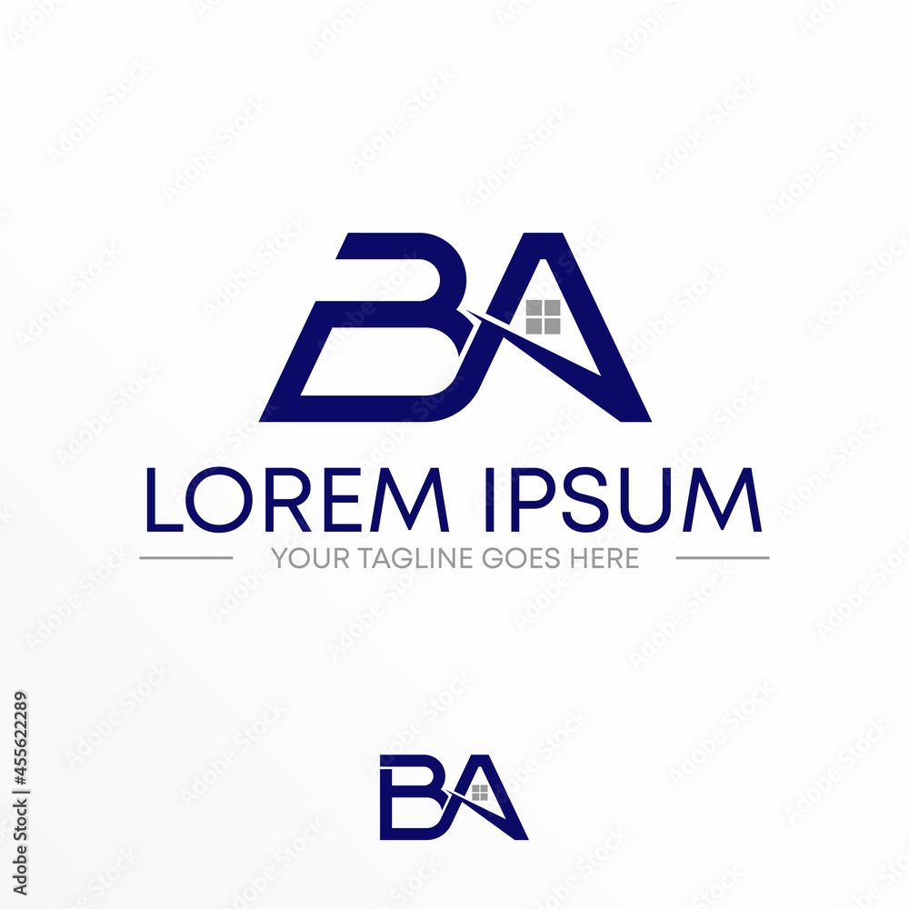 Poster letter or word ba font in connected line roof house image graphic icon logo design abstract concept 